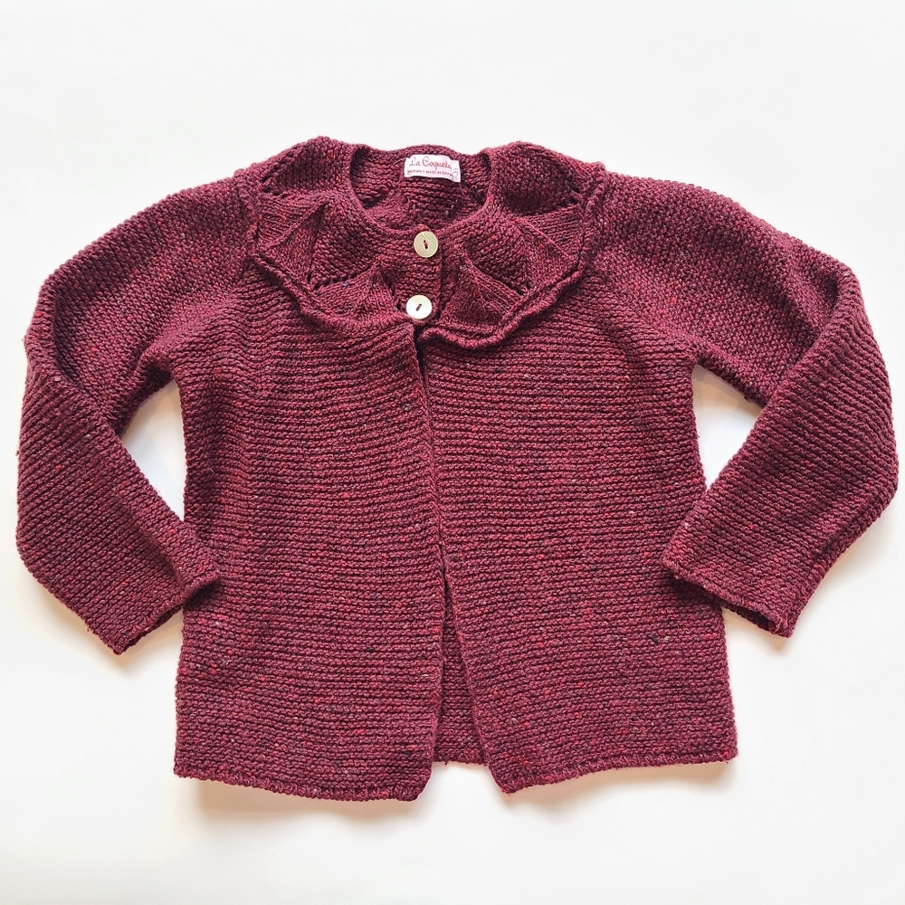 La Coqueta Burgundy Knit Cardigan
